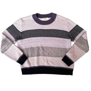 Splendid M Cashmere Blend Purple Lavender Striped Crewneck Sweater